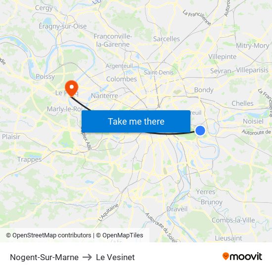 Nogent-Sur-Marne to Le Vesinet map