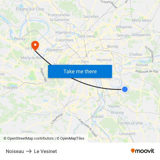 Noiseau to Le Vesinet map