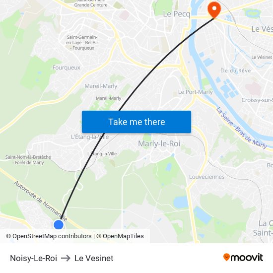 Noisy-Le-Roi to Le Vesinet map