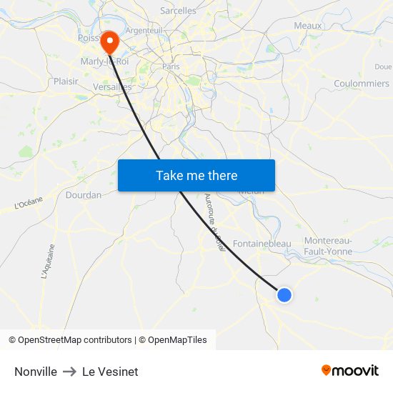 Nonville to Le Vesinet map