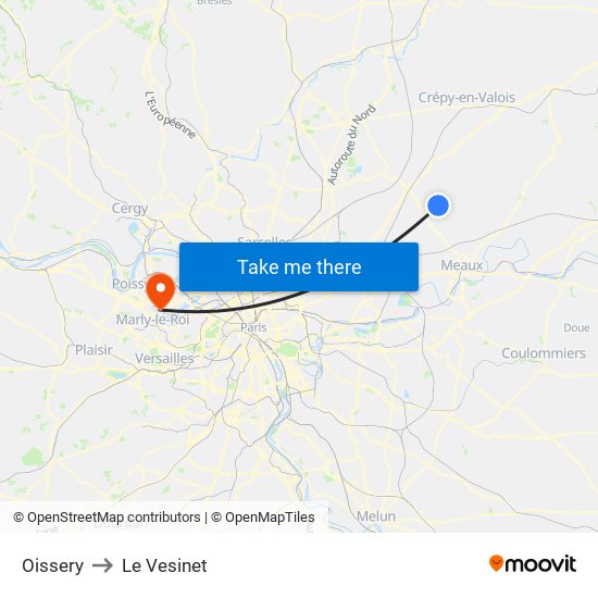 Oissery to Le Vesinet map