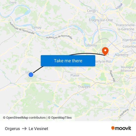 Orgerus to Le Vesinet map