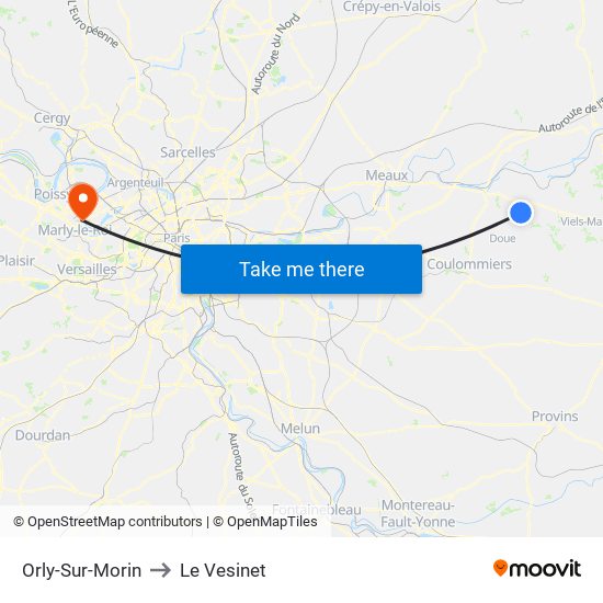 Orly-Sur-Morin to Le Vesinet map