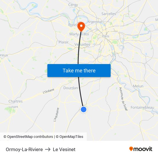 Ormoy-La-Riviere to Le Vesinet map