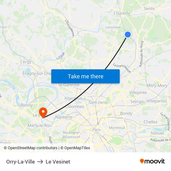 Orry-La-Ville to Le Vesinet map