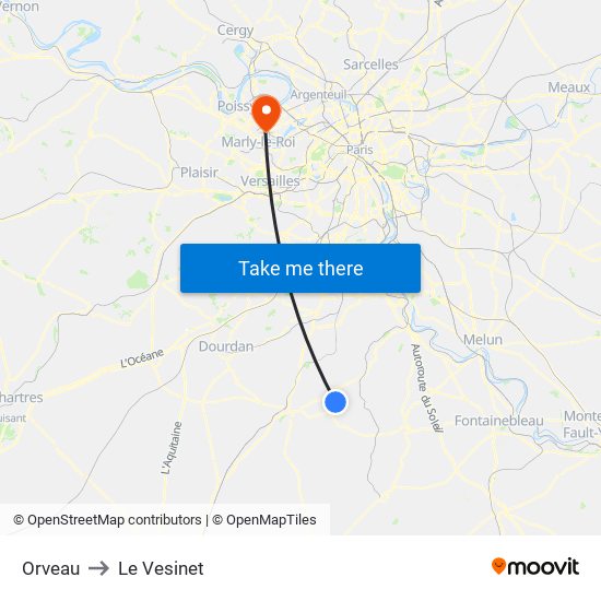 Orveau to Le Vesinet map