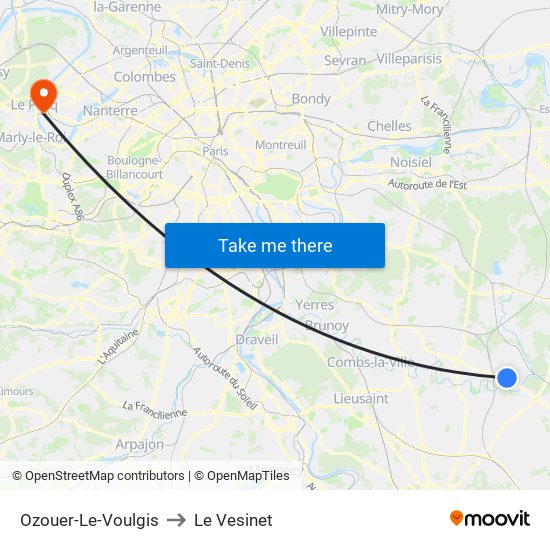 Ozouer-Le-Voulgis to Le Vesinet map