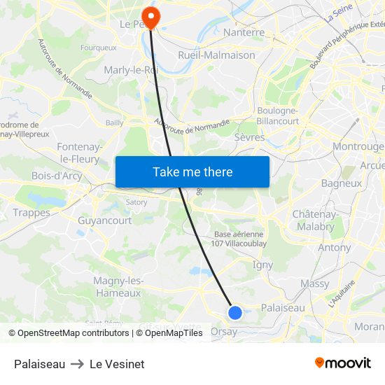 Palaiseau to Le Vesinet map