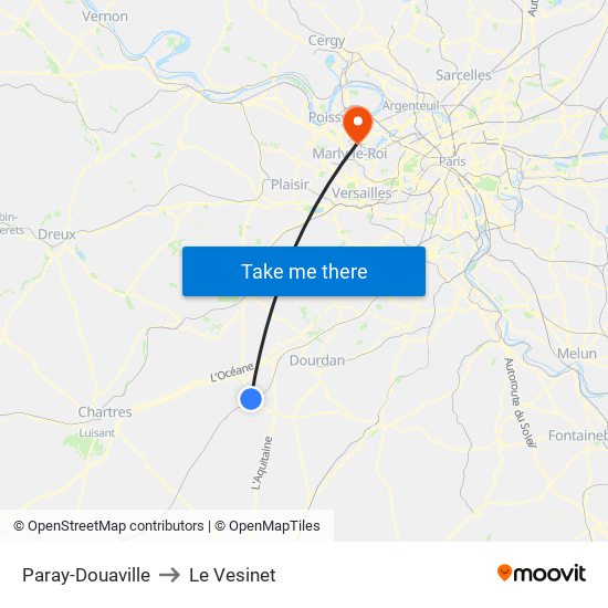 Paray-Douaville to Le Vesinet map