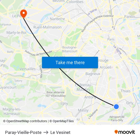 Paray-Vieille-Poste to Le Vesinet map
