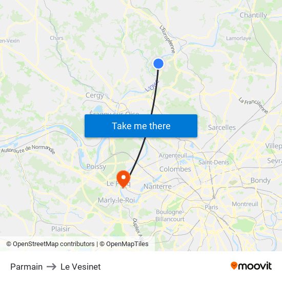 Parmain to Le Vesinet map