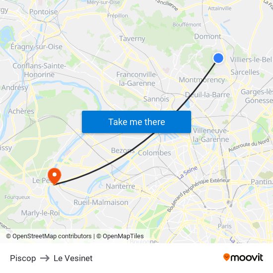 Piscop to Le Vesinet map