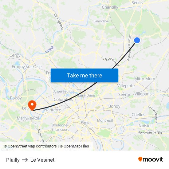 Plailly to Le Vesinet map