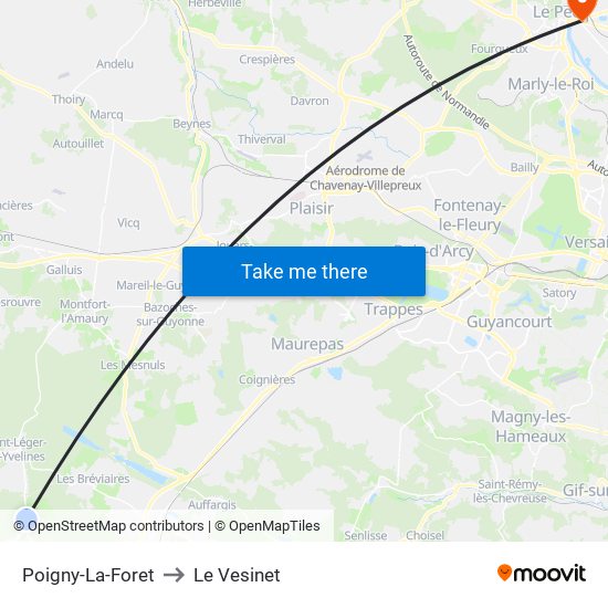 Poigny-La-Foret to Le Vesinet map