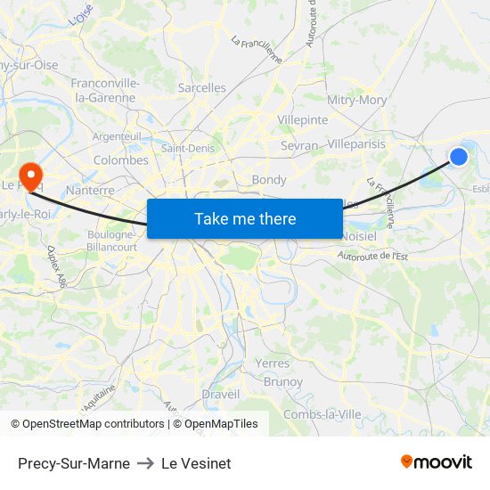 Precy-Sur-Marne to Le Vesinet map