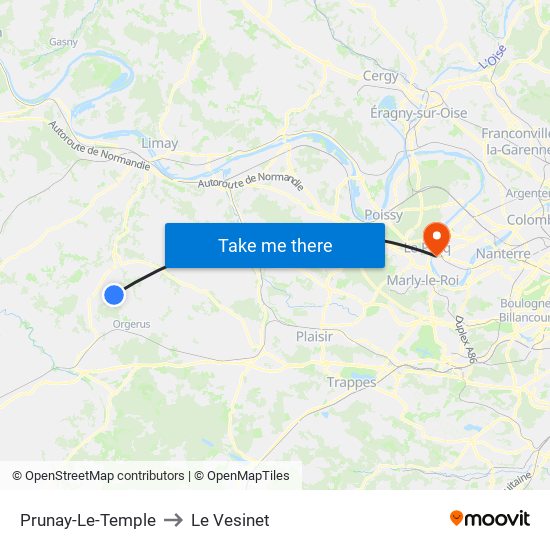 Prunay-Le-Temple to Le Vesinet map