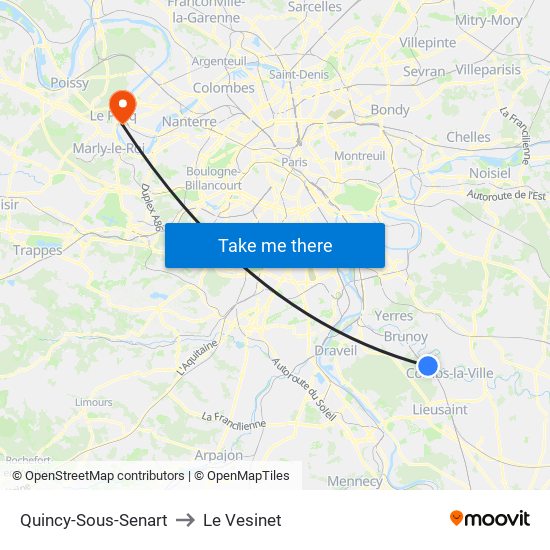 Quincy-Sous-Senart to Le Vesinet map