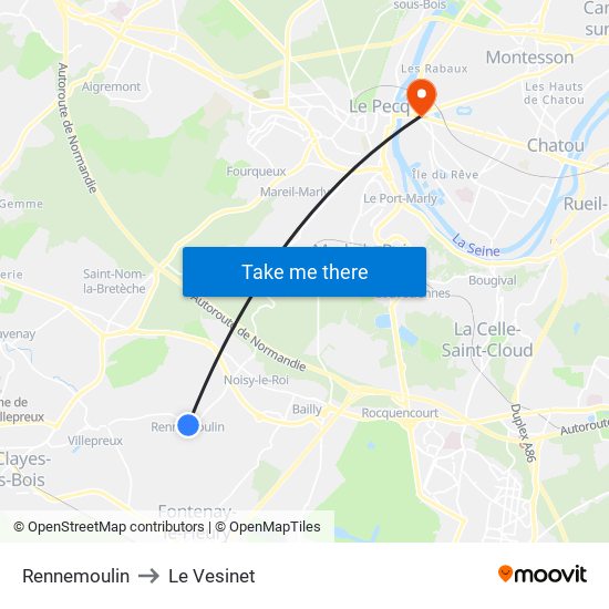Rennemoulin to Le Vesinet map