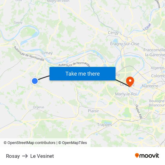 Rosay to Le Vesinet map