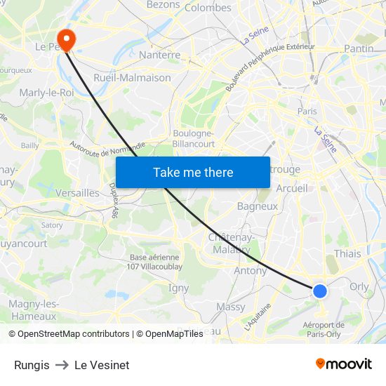 Rungis to Le Vesinet map