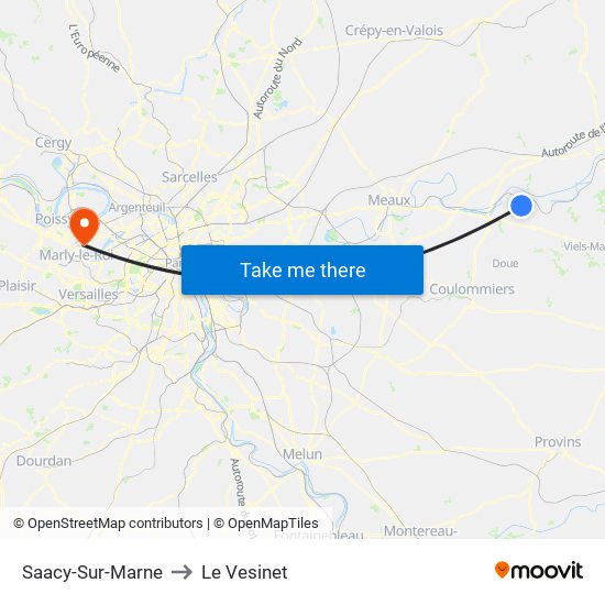 Saacy-Sur-Marne to Le Vesinet map