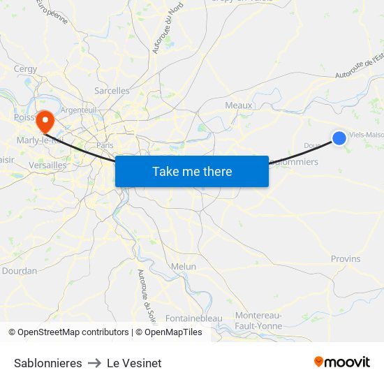 Sablonnieres to Le Vesinet map