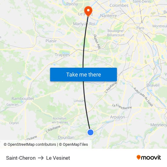 Saint-Cheron to Le Vesinet map