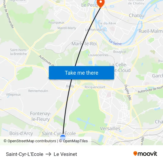 Saint-Cyr-L'Ecole to Le Vesinet map