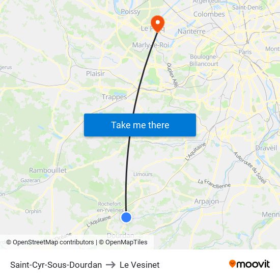 Saint-Cyr-Sous-Dourdan to Le Vesinet map
