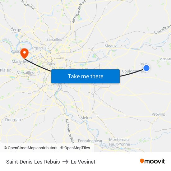 Saint-Denis-Les-Rebais to Le Vesinet map