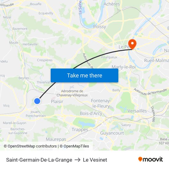 Saint-Germain-De-La-Grange to Le Vesinet map