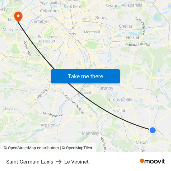 Saint-Germain-Laxis to Le Vesinet map