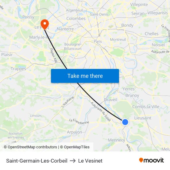 Saint-Germain-Les-Corbeil to Le Vesinet map