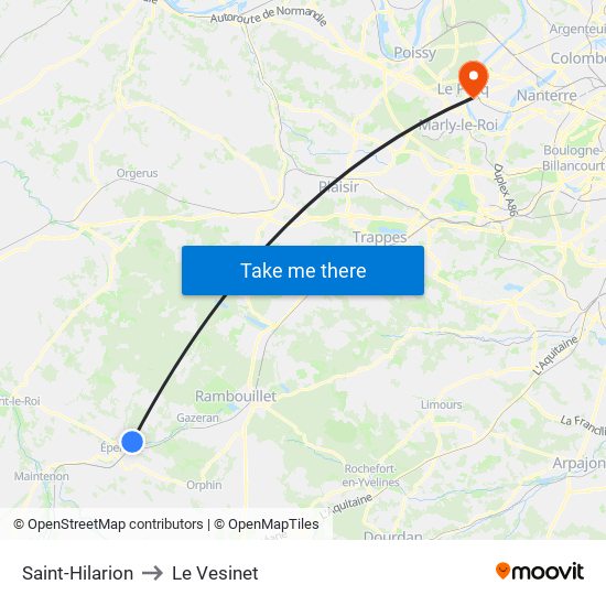 Saint-Hilarion to Le Vesinet map