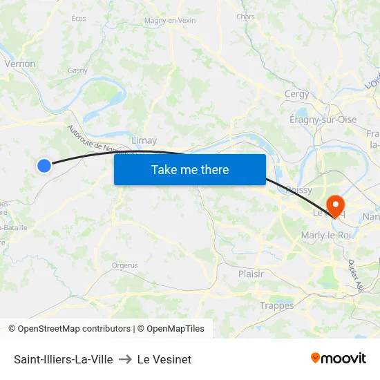 Saint-Illiers-La-Ville to Le Vesinet map