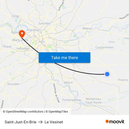 Saint-Just-En-Brie to Le Vesinet map