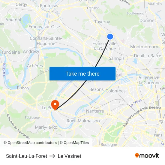 Saint-Leu-La-Foret to Le Vesinet map