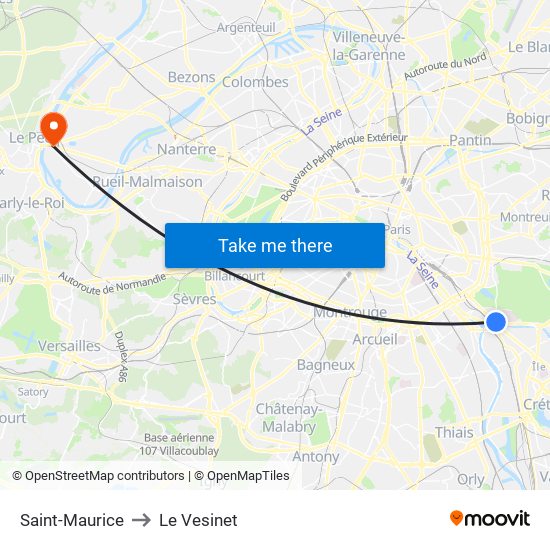 Saint-Maurice to Le Vesinet map