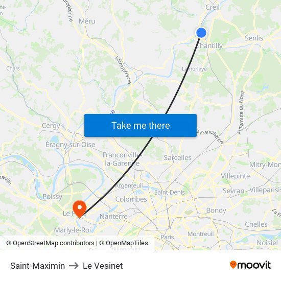 Saint-Maximin to Le Vesinet map