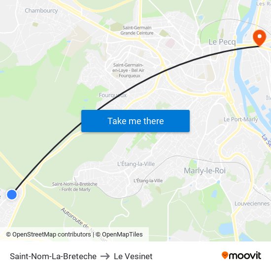 Saint-Nom-La-Breteche to Le Vesinet map