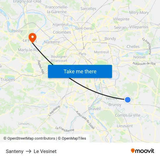 Santeny to Le Vesinet map