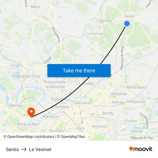 Senlis to Le Vesinet map