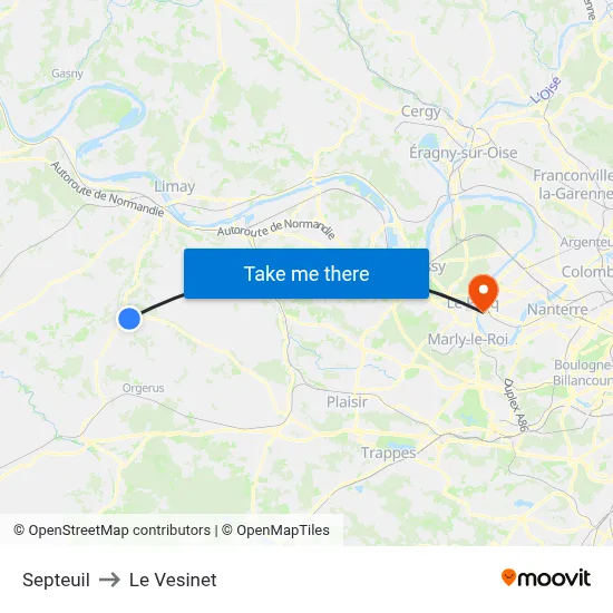 Septeuil to Le Vesinet map