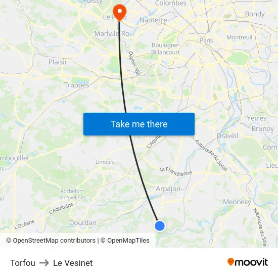 Torfou to Le Vesinet map