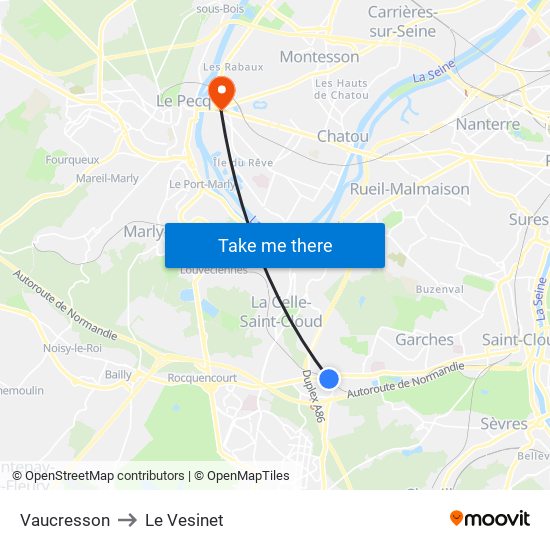Vaucresson to Le Vesinet map