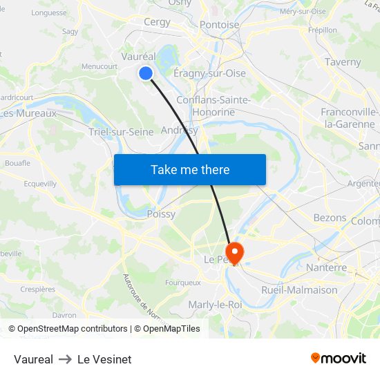 Vaureal to Le Vesinet map