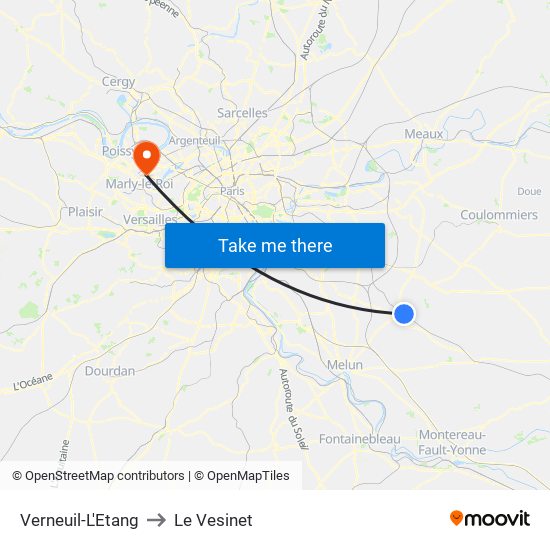 Verneuil-L'Etang to Le Vesinet map