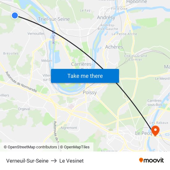 Verneuil-Sur-Seine to Le Vesinet map