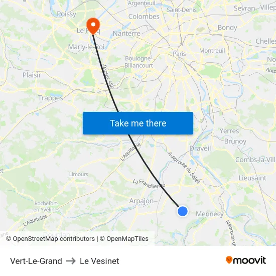 Vert-Le-Grand to Le Vesinet map