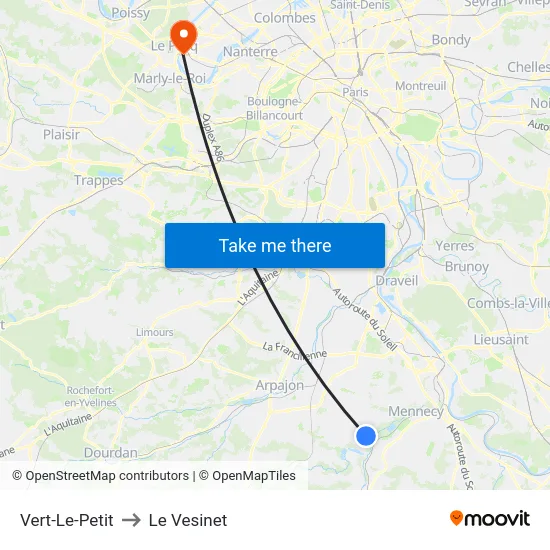 Vert-Le-Petit to Le Vesinet map